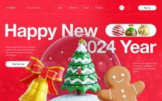 a website page with gingerbreads and christmas decorations on it's desktop screen