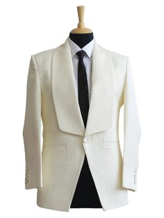 Tailored Wedding Suits With Hidden Button Closure, Classic Single Button Blazer For Wedding, Fitted Wedding Suits With Hidden Button Closure, Classic Wedding Outerwear With Hidden Buttons, Classic Long Sleeve Wedding Suit, Tailored Three-piece Suit For Wedding With Long Sleeves, Fitted Three-piece Suit With Lapel Collar For Wedding, Luxury Wedding Blazer With Suit Collar, Tailored Wedding Tuxedo With Hidden Button Closure