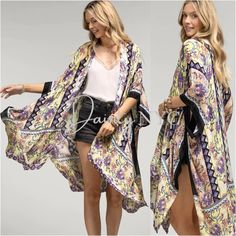 Gorgeous Pastel-Hued Florals With Dazzling Diamond-Shape Patterns Adorn This Airy Kimono! Crafted From 100% Viscose, Its Approximately L 38" W 40". *100% Viscose *Approx. L 38" W 40" This Item Is One Size Fits Most Between 00-12 & Xxs-Xl Please Select One Size Option When Purchasing All Other Sizes Are Listed For Exposure Coverup Jacket Kimono Duster Dainty Nyc Offers A Wide Variety And Styles Of Jackets Including Puffer, Pea Coat, Quilted, Bomber, Overcoat, Teddy, Windbreaker, Trench Coat, Park Fitted Floral Kimono For Festival, Pink Lady Costume, Dot Rainbow, White Lab Coat, Quilted Parka, Kimono Duster, Houndstooth Jacket, Faux Leather Moto Jacket, Puffy Jacket