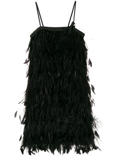 Women's Black Feather-embellished Slip Dress Made from silk-blend chiffon with a full lining, it’s embellished to the front with shimmering beads and feathers that appear to float as you move. Style with a slinky satin camisole and let the compliments flood in. Gender: Women Season: FW20 Material: 60% cupro, 40% silk Made in: Italy Product ID: P36T8PS1911Q9I010F0002 Evening Mini Dress With Ostrich Feathers, Silk Evening Dress With Feather Trim, Evening Flapper Dress With Feather Trim, Glamorous Evening Flapper Dress With Feathers, Prada Outfits, 1920s Flapper Girl, Prada Dress, Outfit Png, Satin Camisole