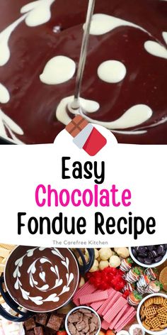 easy chocolate fondue recipe with the title overlay