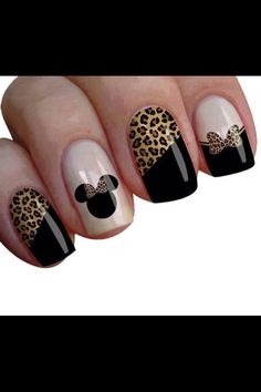 Mickey Nails, Cheetah Nail Designs, Unghie Nail Art, Disney Nail, Cheetah Nails