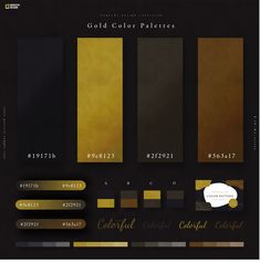 gold and black color palettes for interior design, with different colors on the walls