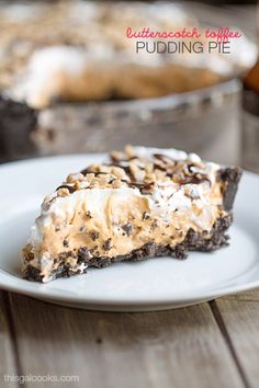 a piece of pie sitting on top of a white plate