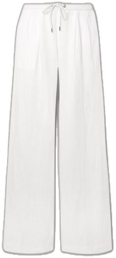 Chic Summer Pull-on Style Pants, Summer Straight Pants With Pull-on Style, Relaxed White Pants For Day Out, Daywear Wide Leg Pull-on Bottoms, Relaxed White Wide Leg Bottoms, Relaxed White Wide-leg Bottoms, Wide Leg Bottoms With Pull-on Style For Daywear, Wide Leg Pull-on Bottoms For Daywear, Relaxed White Straight Pants