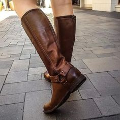 Bought These Beautiful Boots Used On Poshmark For $130 (Retail Is Around $375). They Are Lovely But Too Slim Around My Calves. Frye Riding Boots, Yummy Mummy, Harness Boots, Frye Boots, Riding Boot, Dream Style, Dark Brown Color, Leather Riding Boots, Beautiful Boots