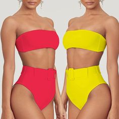 FREE SHIPPING High Waist Brazilian Neon Bikini Belt Women Bandeau Swimsuit JKP3712 Strapless Solid Color Tankini For Summer, High Waist Summer Tankini For Party, Solid Strapless Swimwear For Beach Season, Strapless Solid Swimwear For Beach Season, Summer High Waist Tube Top For Beach, Solid Bandeau Swimwear For Party, Fitted High Waist Tube Top For Beach, Fitted High-waisted Tube Top For Beach, Sleeveless Tube Top For Swimming In Summer