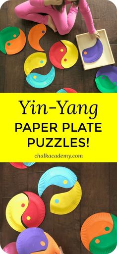 paper plate yin - yang puzzles for kids to play on the floor with their hands