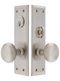 two door knobs on the front and back of a white door