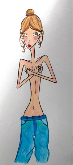 a drawing of a woman with no shirt on