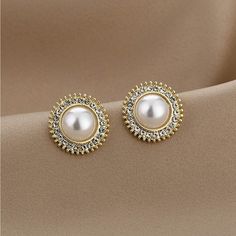 Anthropologie Pearl And Rhinestone Stud Earrings Height: 0.6” Width: 0.6” White Round Crystal Earrings, Elegant Rhinestone Earrings For Anniversary, Classic White Crystal Earrings, Round Crystal Pearl Earrings For Party, Elegant Rhinestone Crystal Earrings For Anniversary, Anniversary White Rhinestone Earrings, Gold Crystal Pearl Earrings For Anniversary, White Rhinestone Earrings For Anniversary, Anniversary White Pearl Earrings With Sparkling Stones