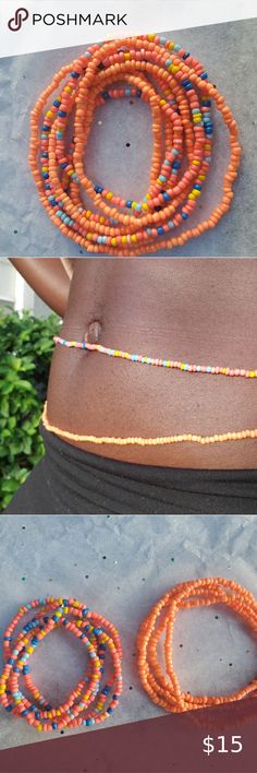 Multicolor Beaded Waist Beads For Summer, Multicolor Waist Beads For Summer Festival, Colorful Waist Beads For Summer, Tiny Yellow Beads For Summer, Yellow Beaded Necklaces With Large Beads For Summer, Summer Yellow Beaded Necklaces With Large Beads, Beach Waist Beads With Gold Beads, Multicolor Waist Beads For Summer Beach, Multicolor Waist Beads For Beach In Summer