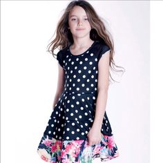 Truly Me Girls 7-16 Polka Dot Fit Flare Dress - Polyester/Spandex - Hand Wash - Imported - Trm-26129 ~*~ All Our Items Are Brand New Retail ~*~ Ipovepou Boutique | Truly Me | Tween Girls | Dresses | Black White | Polka Dot Floral Playful Black Summer Dress, Polka Dot Cotton Playtime Dress, Girls Polka Dot Dress, Polyester Dress, White Polka Dot, Polyester Spandex, Fit Flare Dress, Kids' Dresses, Fit & Flare