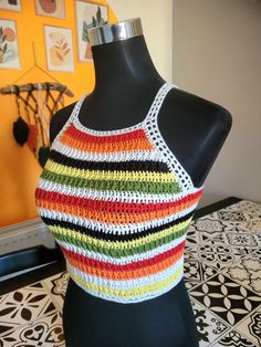 Multicolor Crochet, Criss Cross Top, Boho Crop Tops, Crochet Tank Top, Winter Headbands, Crochet Tank, Knit Crop Top, Knit Crop, Pattern Crochet