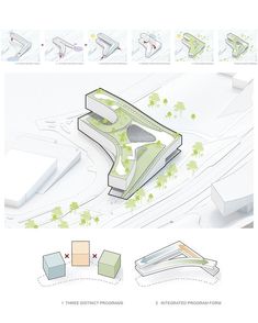 an architectural diagram shows the various sections of a building and how they are connected to each other