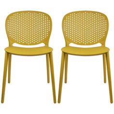 two yellow chairs sitting side by side