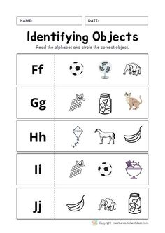 the worksheet for identifying objects with pictures and words to help students understand what they are