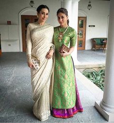 Sister Sister! Karisma Kapoor in @SabyasachiOfficial and Kareena Kapoor Khan in @PayalKhandwala. Desi Clothes, Kareena Kapoor, Indian Attire, Designer Dresses Indian, Desi Fashion, India Fashion, Indian Designer Wear