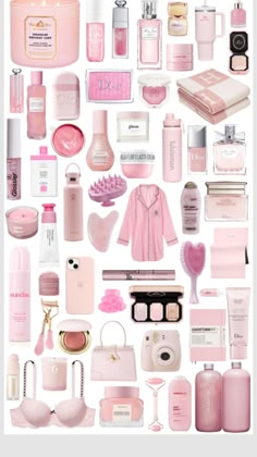 Pink Pilates Princess Products, Pink Pilates Princess Wishlist, Glowup Products, Girly Kit, Vanilla Girl Essentials, Vanilla Girl Makeup, Skin Care Organization, Makeup Bag Essentials, Pink Life