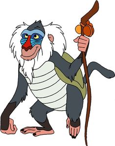 a cartoon monkey with a bandaged arm holding a stick