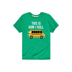 He'll be ready to ace this school year with this boys' school bus "How I Roll" tee. He'll be ready to ace this school year with this boys' school bus "How I Roll" tee. Crewneck Short sleevesFABRIC & CARE Solid colors: cotton Heather colors: cotton, polyester Machine wash Imported Size: Small. Color: Green. Gender: male. Age Group: kids. Pattern: Graphic. Material: Cotton Blend. Graphic Material, Kids Pattern, Be Ready, School Bus, Pattern Graphic, School Year, Solid Colors, Graphic Tee, Age Group