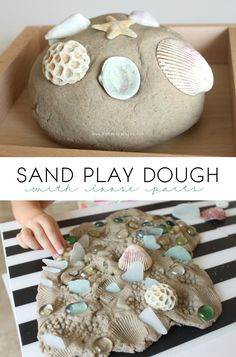 the sand play dough is made with shells and seashells