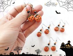 Pumpkin earrings Halloween earrings gift Halloween jewelry gift Pumpkin jewelry Spooky earrings Spooky pumpkin Spooky jewelry Halloween party 🎃 Pumpkin earrings will complement your image for Halloween 🎃 These earrings will be the perfect Halloween gift! Each pumpkin was hand sculptured from polymer clay without using any mold. I used high quality polymer clay. Length with hooks is about 5cm/1,77 inches Diameter pumpkin is about 1,4 cm/0,55 inches ✿ THESE EARRINGS ARE READY TO SHIP! ✿ Real colors may slightly differ from one monitor to another, as it depends on specific monitor settings. ✿All my jewelry packed in a gift box ♥ Thank you for visiting my shop.♥ *To see more items please click here: http://etsy.me/2nnrK5N *Before shopping, don't forget to read my Policies: http://etsy.me/2ns Novelty Orange Earrings For Halloween, Spooky Handmade Earrings For Halloween, Spooky Handmade Halloween Earrings, Handmade Spooky Halloween Earrings, Handmade Halloween Earrings Gift, Dangle Earrings As Halloween Gift, Dangle Earrings For Halloween Gift, Handmade Dangle Earrings For Halloween, Orange Novelty Halloween Jewelry