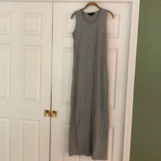 I’ve Tried This On Many Times But Never Wore It - It’s Super Comfortable And Long About 50 Inches Long - Meadurws From The Armpit. I Normally Wear A Size 6 And This Fits Well Not Too Tight Casual Gray Stretch Maxi Dress, Fitted Casual Maxi Dress For Daywear, Casual Fitted Maxi Dress For Daywear, Fitted Gray Casual Maxi Dress, Fitted Long Cotton Maxi Dress, Gray Cotton Casual Maxi Dress, Fitted Cotton Maxi Dress In Casual Style, Casual Fitted Cotton Maxi Dress, Grey Maxi Dress