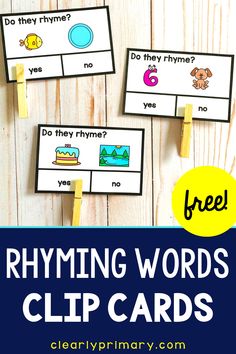 these rhyming words clip cards are perfect for kids to practice phonicics