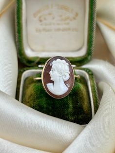 Large Antique 9ct Yellow Gold Cameo Ring  wonderful cameo portrait of a lady!  The item comes without the box in the photos but will be presented in a gembank1973 gift box   Measurements: Weight 4g, size UK Q US 8 1/2, head of ring 18mm x 13mm, height off finger 4mm  Materials: 9ct yellow gold & cameo  Hallmarks: none present   Condition : The overall condition is very good office use: Victorian Cameo Rings As Gift, Classic Cameo Rings As Gift, Classic Cameo Rings As A Gift, Classic Cameo Rings Gift, Cameo Ring, Rings Statement, Favorite Jewelry, Statement Rings, Jewelry Rings