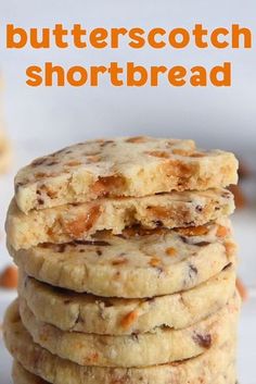 a stack of butterscotch shortbread cookies sitting on top of each other