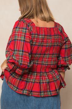 Everybody's favorite holiday plaid print in our best-selling Madeline Top! This look is an absolute MUST-HAVE for the holiday season. Perfectly paired with your go-to denim, this blouse will be something you find yourself reaching for all season long. Featuring all your favorite ivy details - smocking, square neckline, ruffles and more! City Woman, Holiday Plaid, Nursing Friendly, Find Yourself, Square Necklines, Plaid Print, Favorite Holiday, Ruffle Trim, Square Neckline