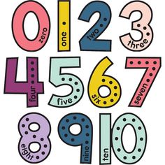 the numbers are multicolored and have different shapes