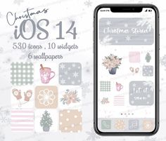 an iphone with christmas stickers on it