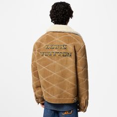 LOUIS VUITTON® - Embroidered Shearling Workwear Blouson - Camel Louis Vuitton Gifts, Far West, Trunk Bag, Embroidered Leather, Leather Denim, Louis Vuitton Official, Buckle Shoes, Silver Jewelry Fashion, Monogram Bag