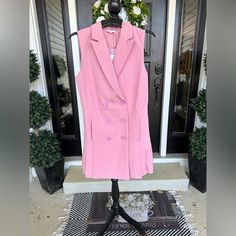 Nwt Entro Mauvey Pink Jacket Dress W/Pleats ~New! Size Small. Fully Lined. #Thebachelor #Barbie #Bachelorinparadise #Bachelornation Bin1 Spring Fitted Knee-length Blazer Dress, Tailored Feminine Spring Dresses, Chic Spring Mini-length Jacket Dress, Chic Mini-length Jacket Dress For Spring, Chic Spring Mini Jacket Dress, Spring Chic Mini Jacket Dress, Tailored Mini Length Blazer Dress For Spring, Spring Fitted Double-breasted Blazer Dress, Fitted Jacket Dress For Date Night In Spring