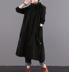 Long Women Casual Hooded Parka Plus Size Coat Jacket  ,Custom make service available! Please feel free to contact us if you want this dress custom made.Materials used: cotton blendedSize: M: chest:112 cm length:103 cm sleeve：57 cm L  : chest:116 cm length:104 cm sleeve：58 cm Most of our dresses are made of cotton linen Long Cotton Parka With Pockets, Cotton Long Coat Parka With Pockets, Oversized Khaki Cotton Parka, Oversized Cotton Parka Long Coat, Cotton Parka With Detachable Hood, Cotton Hooded Long Coat For Fall, Cotton Hooded Long Coat Jacket For Fall, Spring Cotton Long Coat Parka, Cotton Hooded Jacket With Detachable Hood For Fall