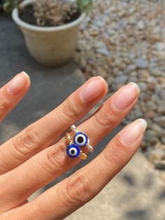 The evil eye is highly protective. Please let me know if you prefer gold or silver and your ring size! Evil Eye Ring, Butterfly Ring, Eye Ring, Wire Wrapped Rings, Ring Photos, Crystal Gifts, Evil Eye, Custom Rings, Handmade Ring