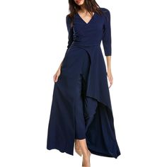 Nwot Kay Unger Gina Walk-Through Navy Jumpsuit Maxi Gown Dress Features Faux Wrap Half Sleeve Back Zipper Closure Built In Pants V-Neck Size: 8 Color: Navy Materials: 88% Polyester/12% Spandex Chest: 18.5 In Waist: 15.25 In Inseam: 25.5 In Length: 59 In Measurements Are Proximate Laying Down Flat Fitted Blue Floor-length Jumpsuits And Rompers, Blue Fitted Floor-length Jumpsuits And Rompers, Blue Fitted Floor-length Jumpsuit, Elegant Blue Stretch Jumpsuits And Rompers, Elegant Fitted Navy Jumpsuits And Rompers, Navy Fitted Elegant Jumpsuits And Rompers, Elegant Fitted Blue Jumpsuits And Rompers, Elegant Fitted Navy Jumpsuit, Navy Fitted Elegant Jumpsuit