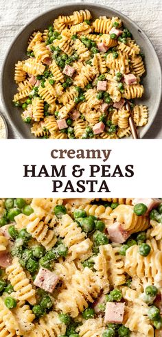 Creamy Ham And Peas Pasta Recipe Pasta Ham Recipes, Ham And Peas Casserole, Pasta And Ham Recipes, Casserole With Peas, Ham Noodles, Ham And Peas, Pasta Recipes With Ham, Ham And Pasta, Peas Pasta