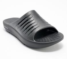 Arch support and Hyper Burst foam make these recovery sandals a comfortable choice for all your warm-weather excursions. From Skechers. Comfortable Open Toe Slides For Outdoor Activities, Summer Slip-resistant Slides For Outdoor Activities, Functional Slip-resistant Beach Slides, Non-slip Comfortable Sport Sandals, Breathable Slide Sandals Functional Style, Slip-resistant Sport Sandals For Beach, Slip-resistant Beach Sport Sandals, Comfortable Non-slip Slides For Outdoor Activities, Comfortable Non-slip Sport Sandals