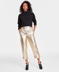 in stock Gold Pants Outfit, Gold Pants, Wedding Slippers, Tall Jeans, Sneaker Dress Shoes, Petite Pants, Work Looks, Women Men Shoes, Petite Outfits