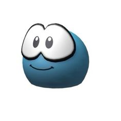 an image of a blue ball with eyes