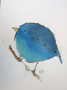 a blue bird sitting on top of a piece of paper next to a pencil drawing