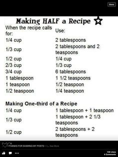 the recipe for making half a recipe