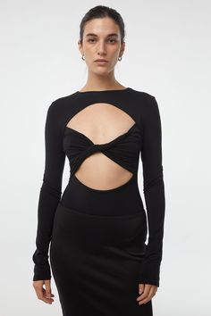 Cerys Bodysuit - Black | The Line by K Long Sleeved Jumpsuit, Column Skirt, Latest Fashion Design, Long Sleeve Jumpsuit, Affordable Luxury, Bandeau Top, Black Bodysuit, Roberto Cavalli, Invisible Zipper