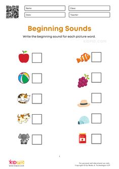 the beginning sound worksheet for children to practice their sight words and spelling skills