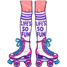 Get into the groove with this retro roller skate clipart featuring vibrant knee-high socks that read "Life's So Fun!" Perfect for 80s roller disco fans, this digital artwork captures the fun and funky spirit of roller skating culture. Whether you're crafting party invites, T-shirt designs, or scrapbook pages, this neon roller skate art is an ideal choice. The bold colors and playful message make it a unique addition to your DIY projects. This digital file is high resolution and can be used for a variety of creative purposes. Add a touch of nostalgia to your next project! Perfect graphic for wall décor pintables, birthday parties decorations and cards, invitations, crafts, scrapbooking, product creations, T-shirts, mugs, apparel, books, stationary, software, games, fabric, packaging, custom 80s Roller Disco, Digital Art Neon, Crafting Party, Retro Roller Skates, Roller Disco, Neon Printing, Skate Art, Party Invites, Clipart Design