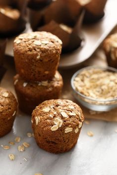 several muffins with oats on the side