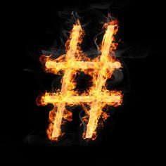 the hash symbol is shown in flames